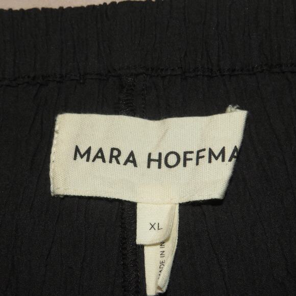 Mara Hoffman Black Pippy High Waist Textured Crinkle Pull-On Trouser Pants - Picture 9 of 10